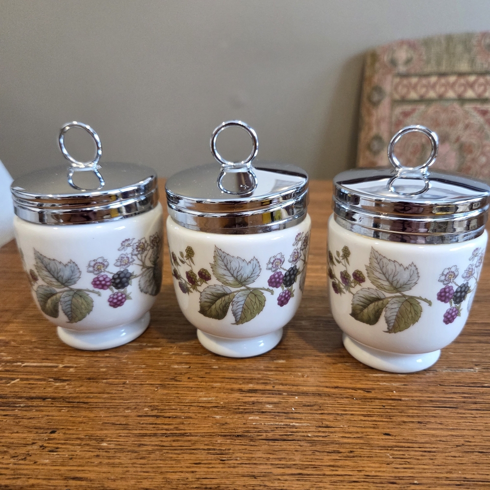 Royal Worcester White Porcelain Jars with Floral Design